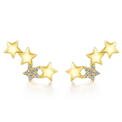 14K Yellow Gold Diamond Starlight Stud Earrings